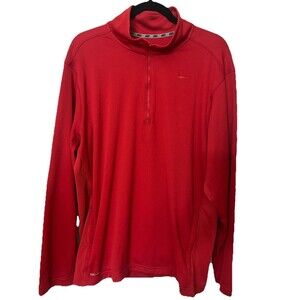 Nike Dri Fit Mens XXL Golf 1/4 Zip Red Training Zip Pocket Shirt Long Sleeves